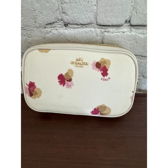 Coach Handbags - Coach‎ Jamie Floral Print Camera Bag Chalk Leather Crossbody Wristlet NWOT